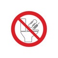 Do not throw feminine sanitary pad icon prohibited sign.